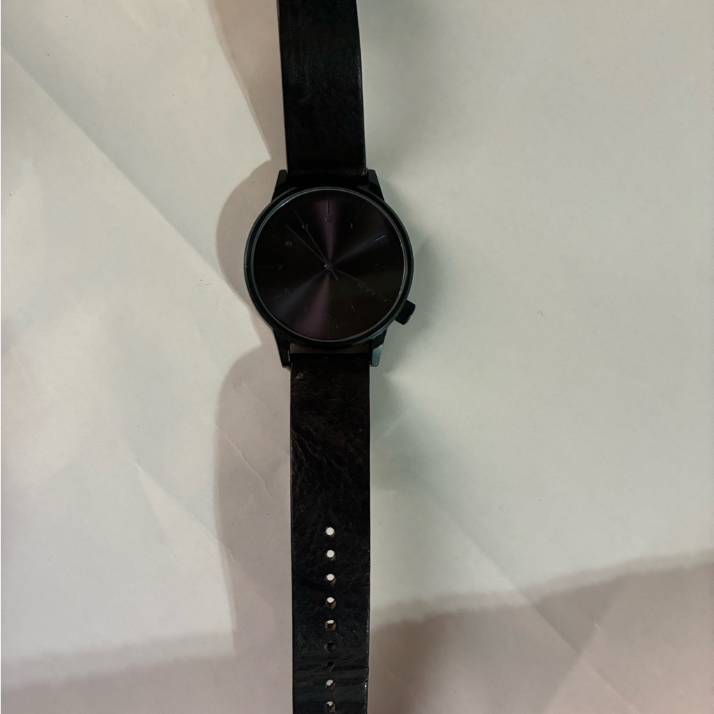Sleek Black Watch With Leather Strap Sleek Black Watch With Leather Strap